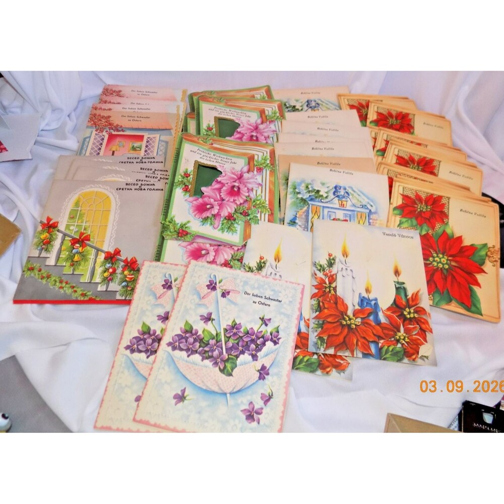 Lot of vintage German and Slovenia Christmas cards greeting cards
